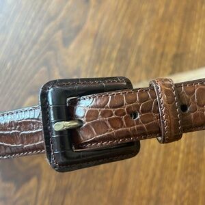 Vintage Two-toned Alligator-Embossed Leather Belt - Made in Italy